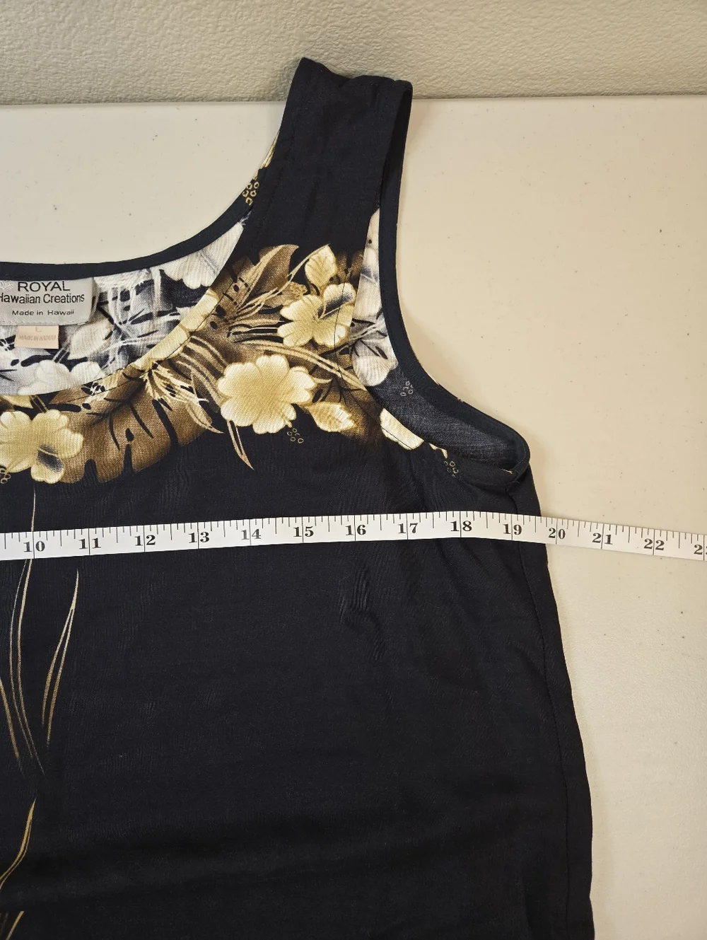 Royal Hawaiian Black Gold Maxi Dress Sleeveless Size Large